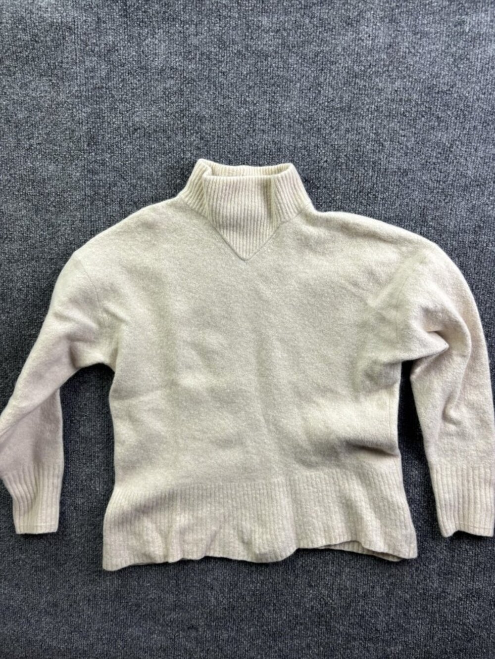 Everlane Sweater Womens Medium White Mock Neck Wool Yak Knit Pullover‎ Raglan
